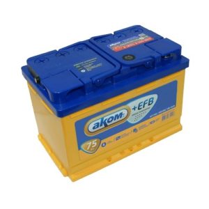 Автомобильный аккумулятор АКОМ 75 А. Ч. EFB+ прямая полярность
